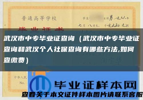 武汉市中专毕业证查询（武汉市中专毕业证查询和武汉个人社保查询有哪些方法,如何查缴费）缩略图