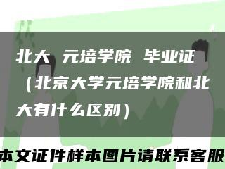 北大 元培学院 毕业证（北京大学元培学院和北大有什么区别）缩略图