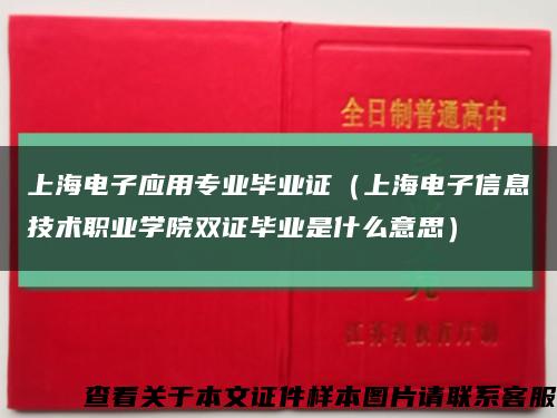 上海电子应用专业毕业证（上海电子信息技术职业学院双证毕业是什么意思）缩略图