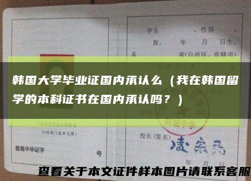 韩国大学毕业证国内承认么（我在韩国留学的本科证书在国内承认吗？）缩略图