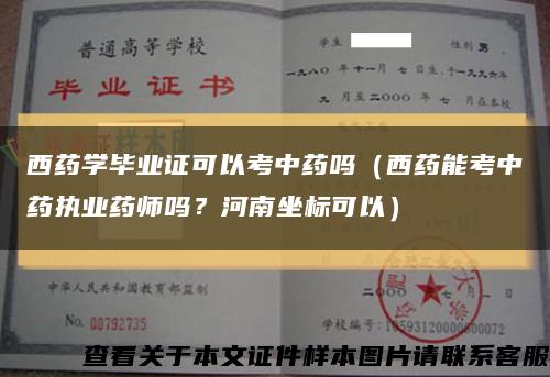 西药学毕业证可以考中药吗（西药能考中药执业药师吗？河南坐标可以）缩略图