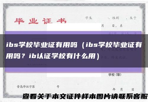 ibs学校毕业证有用吗（ibs学校毕业证有用吗？ib认证学校有什么用）缩略图