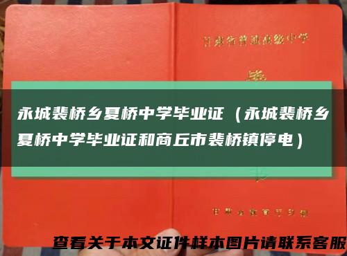 永城裴桥乡夏桥中学毕业证（永城裴桥乡夏桥中学毕业证和商丘市裴桥镇停电）缩略图