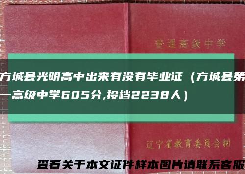 方城县光明高中出来有没有毕业证（方城县第一高级中学605分,投档2238人）缩略图