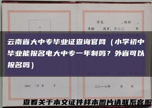 云南省大中专毕业证查询官网（小学初中毕业能报名电大中专一年制吗？外省可以报名吗）缩略图