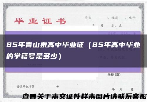 85年青山泉高中毕业证（85年高中毕业的学籍号是多少）缩略图