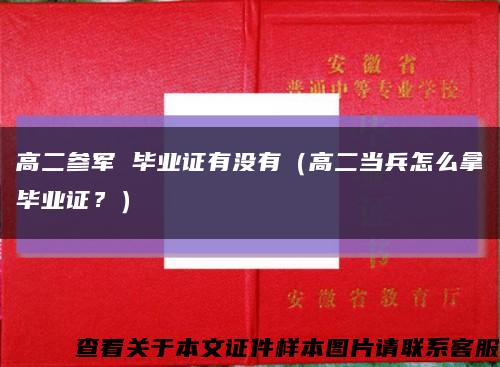 高二参军 毕业证有没有（高二当兵怎么拿毕业证？）缩略图