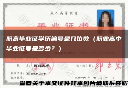 职高毕业证学历编号是几位数（职业高中毕业证号是多少？）缩略图