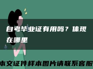 自考毕业证有用吗？体现在哪里缩略图