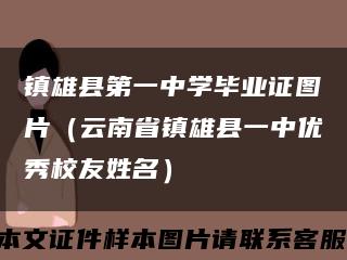 镇雄县第一中学毕业证图片（云南省镇雄县一中优秀校友姓名）缩略图