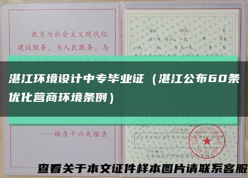 湛江环境设计中专毕业证（湛江公布60条优化营商环境条例）缩略图