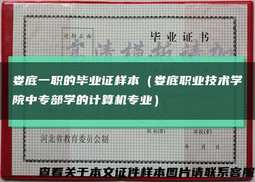 娄底一职的毕业证样本（娄底职业技术学院中专部学的计算机专业）缩略图