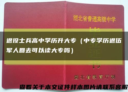 退役士兵高中学历升大专（中专学历退伍军人回去可以读大专吗）缩略图