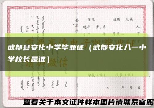 武都县安化中学毕业证（武都安化八一中学校长是谁）缩略图