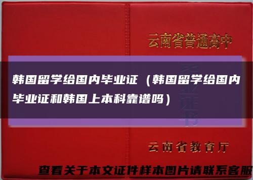 韩国留学给国内毕业证（韩国留学给国内毕业证和韩国上本科靠谱吗）缩略图