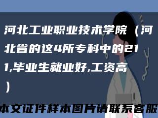 河北工业职业技术学院（河北省的这4所专科中的211,毕业生就业好,工资高）缩略图