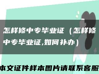 怎样修中专毕业证（怎样修中专毕业证,如何补办）缩略图