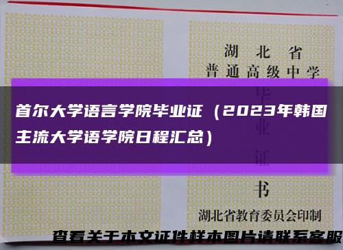 首尔大学语言学院毕业证（2023年韩国主流大学语学院日程汇总）缩略图