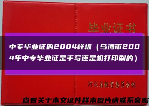 中专毕业证的2004样板（乌海市2004年中专毕业证是手写还是机打印刷的）缩略图