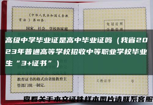 高级中学毕业证是高中毕业证吗（我省2023年普通高等学校招收中等职业学校毕业生“3+证书”）缩略图