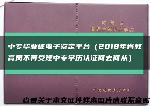 中专毕业证电子鉴定平台（2018年省教育局不再受理中专学历认证何去何从）缩略图