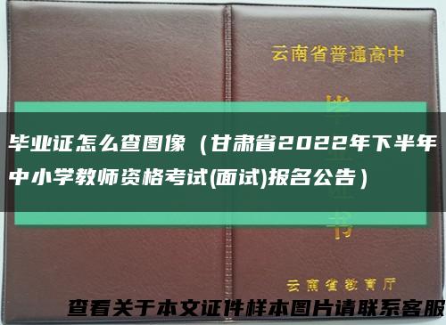 毕业证怎么查图像（甘肃省2022年下半年中小学教师资格考试(面试)报名公告）缩略图