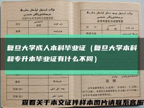 复旦大学成人本科毕业证（复旦大学本科和专升本毕业证有什么不同）缩略图