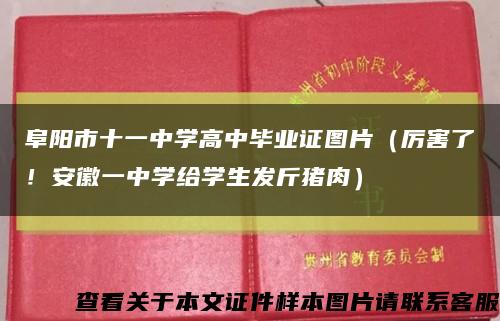 阜阳市十一中学高中毕业证图片（厉害了！安徽一中学给学生发斤猪肉）缩略图