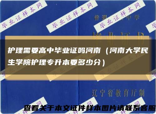 护理需要高中毕业证吗河南（河南大学民生学院护理专升本要多少分）缩略图