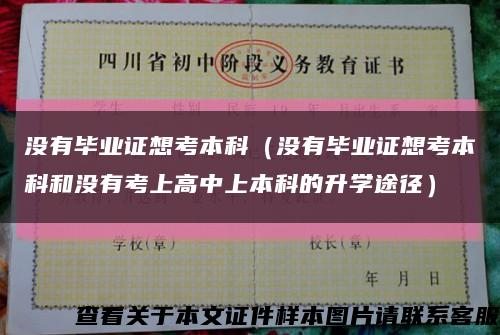 没有毕业证想考本科（没有毕业证想考本科和没有考上高中上本科的升学途径）缩略图