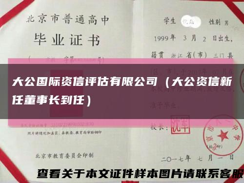 大公国际资信评估有限公司（大公资信新任董事长到任）缩略图