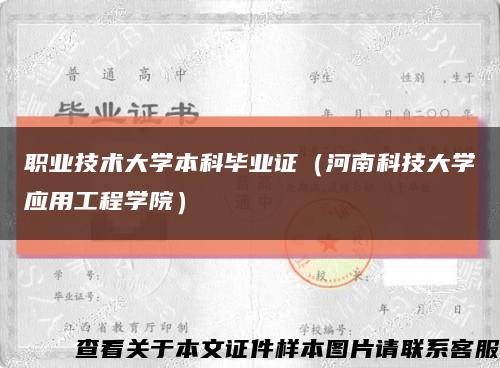 职业技术大学本科毕业证（河南科技大学应用工程学院）缩略图