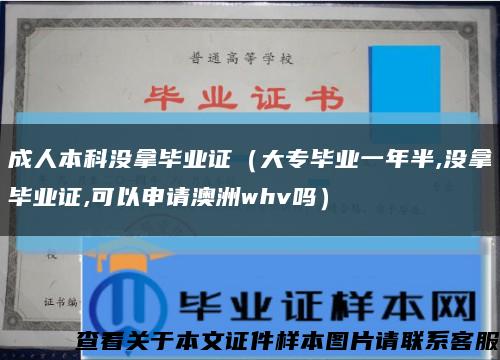 成人本科没拿毕业证（大专毕业一年半,没拿毕业证,可以申请澳洲whv吗）缩略图