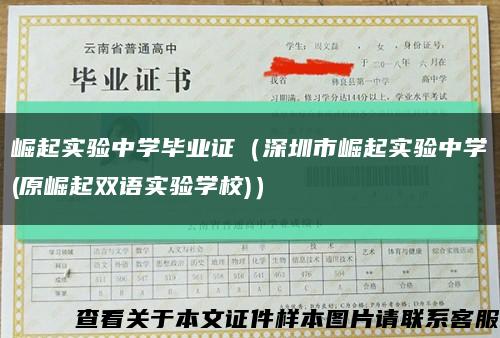 崛起实验中学毕业证（深圳市崛起实验中学(原崛起双语实验学校)）缩略图