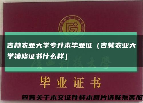 吉林农业大学专升本毕业证（吉林农业大学辅修证书什么样）缩略图