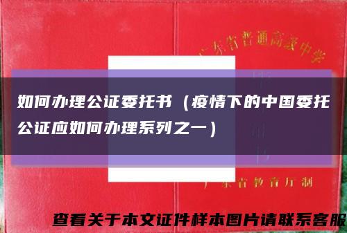 如何办理公证委托书（疫情下的中国委托公证应如何办理系列之一）缩略图