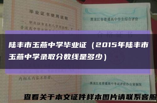 陆丰市玉燕中学毕业证（2015年陆丰市玉燕中学录取分数线是多少）缩略图