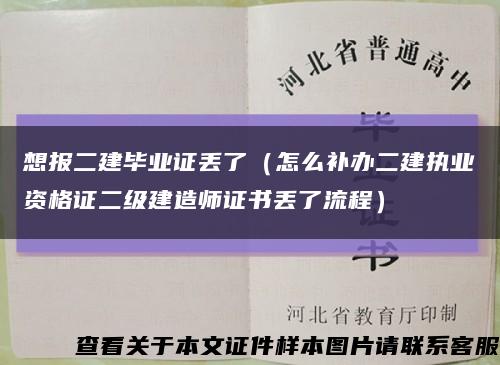 想报二建毕业证丢了（怎么补办二建执业资格证二级建造师证书丢了流程）缩略图