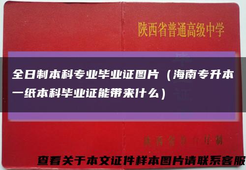 全日制本科专业毕业证图片（海南专升本一纸本科毕业证能带来什么）缩略图