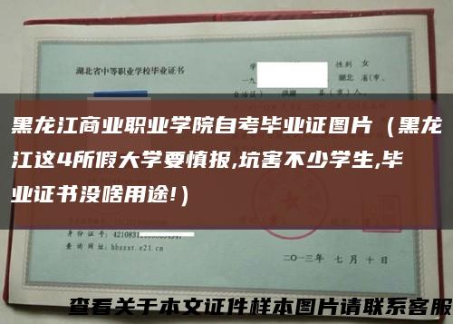 黑龙江商业职业学院自考毕业证图片（黑龙江这4所假大学要慎报,坑害不少学生,毕业证书没啥用途!）缩略图