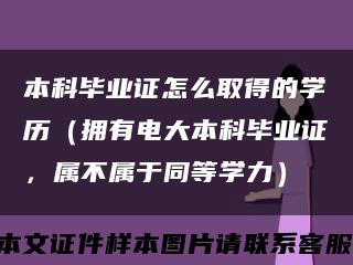 本科毕业证怎么取得的学历（拥有电大本科毕业证，属不属于同等学力）缩略图