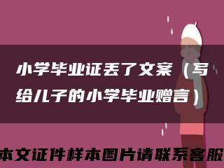 小学毕业证丢了文案（写给儿子的小学毕业赠言）缩略图