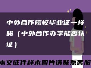 中外合作院校毕业证一样吗（中外合作办学能否认证）缩略图