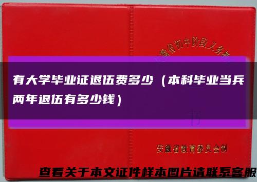 有大学毕业证退伍费多少（本科毕业当兵两年退伍有多少钱）缩略图