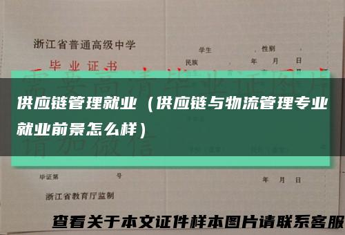 供应链管理就业（供应链与物流管理专业就业前景怎么样）缩略图