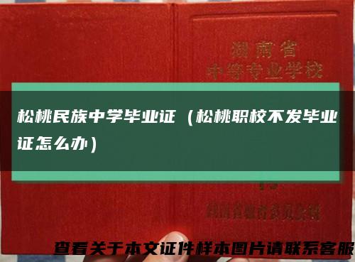 松桃民族中学毕业证（松桃职校不发毕业证怎么办）缩略图