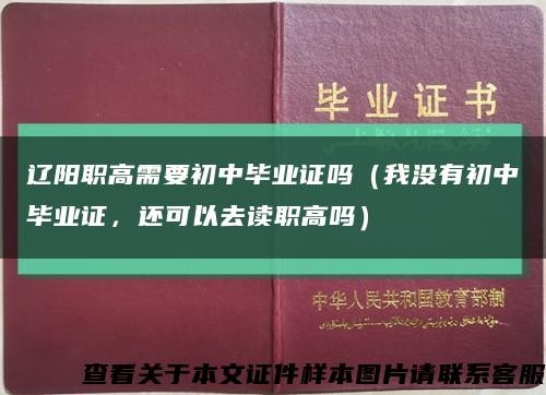 辽阳职高需要初中毕业证吗（我没有初中毕业证，还可以去读职高吗）缩略图