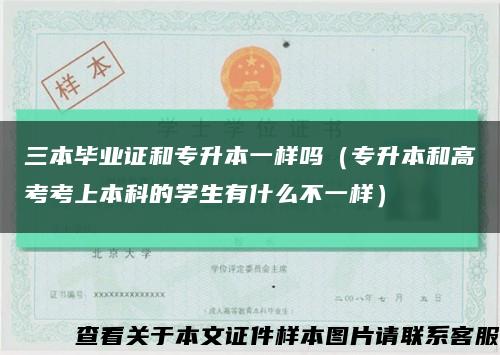 三本毕业证和专升本一样吗（专升本和高考考上本科的学生有什么不一样）缩略图