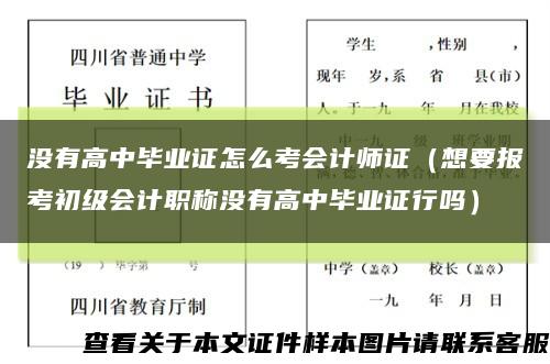 没有高中毕业证怎么考会计师证（想要报考初级会计职称没有高中毕业证行吗）缩略图