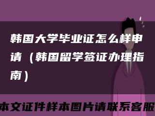 韩国大学毕业证怎么样申请（韩国留学签证办理指南）缩略图